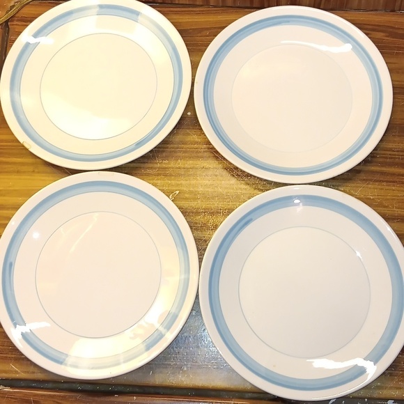 4 vintage Mikasa Cera-Stone Clear Sky salad plates #3129 Japan - Picture 2 of 4